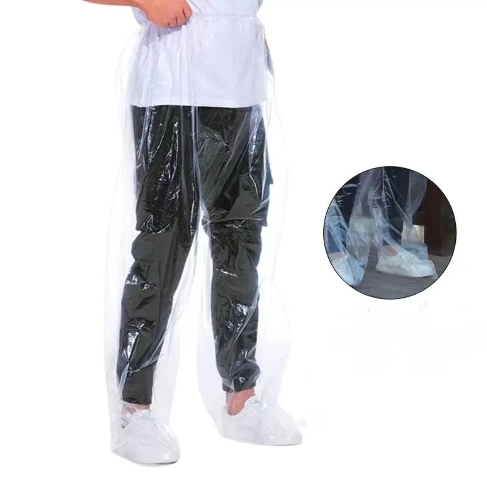 1PC Disposable Rain Pants Thickened Pack Foot Drift Waterproof Split Pant Tourism Clear Raincoat Rainsuit Outdoor Travel Cycling