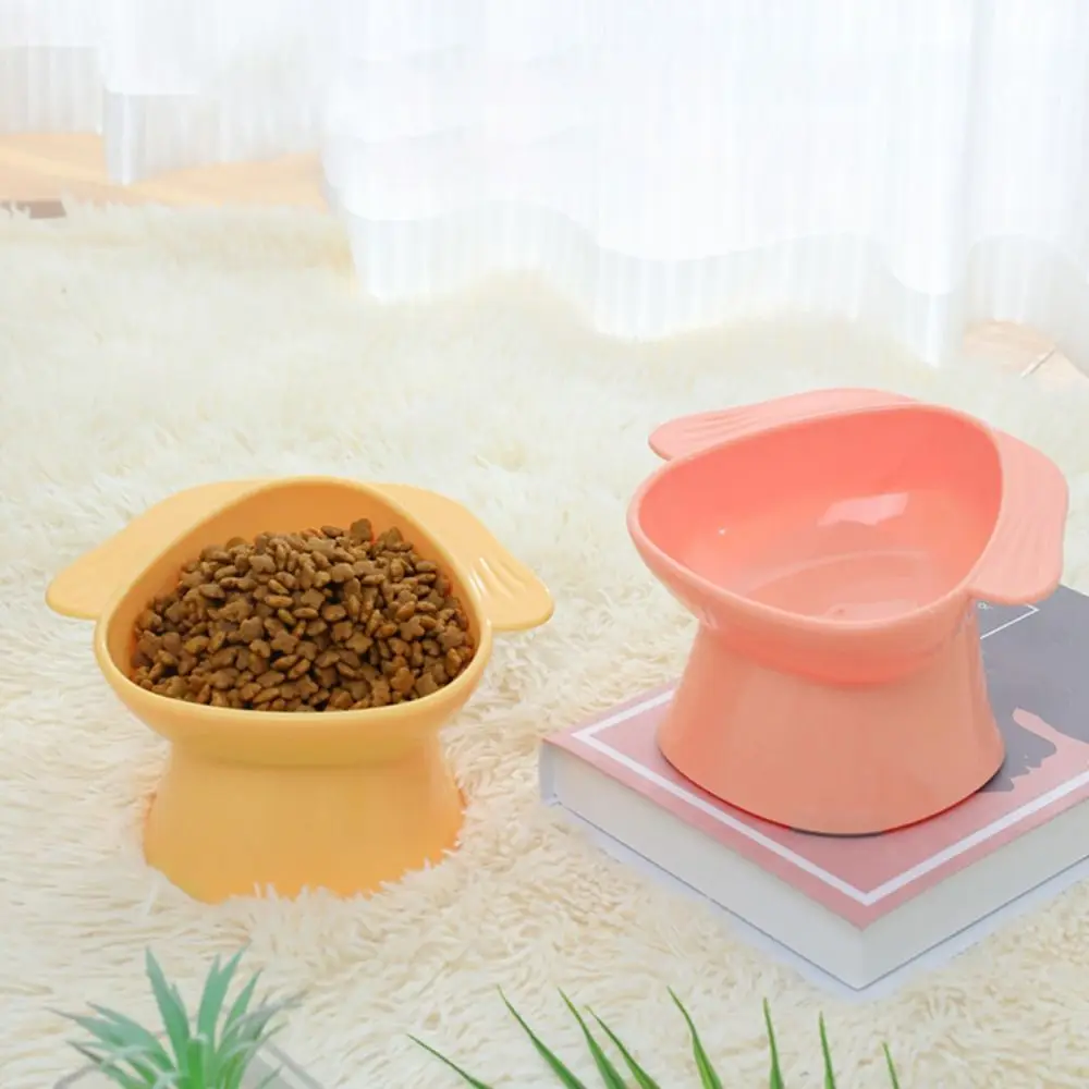 1 Pc Ractical Plastic Oblique Cat Food Bowl Non-Slip Colorful Pet Feeding Cup Indoor Home Puppy Kitten Food Container