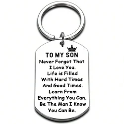 1pc Inspirational Gift To My Son Never Forget That Stainless Steel American Style Keychain For Graduation Season