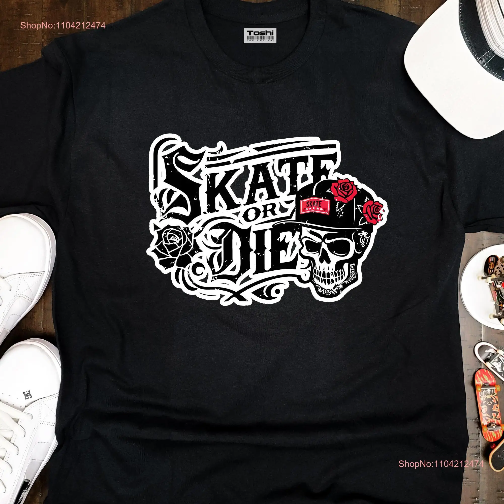 Skate or Die Skater T Shirt Adult Skull Cap Design Graffiti Street Style Skateboarding Fingerboards long or short sleeves