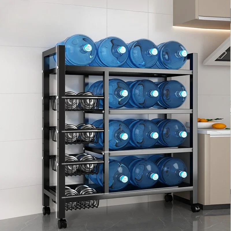 Foldable Kitchen Trolley Cart Multifunctional Multi Tier Rolling Storage Rack Microwave Oven Shelf Vegetable Basket Organizer