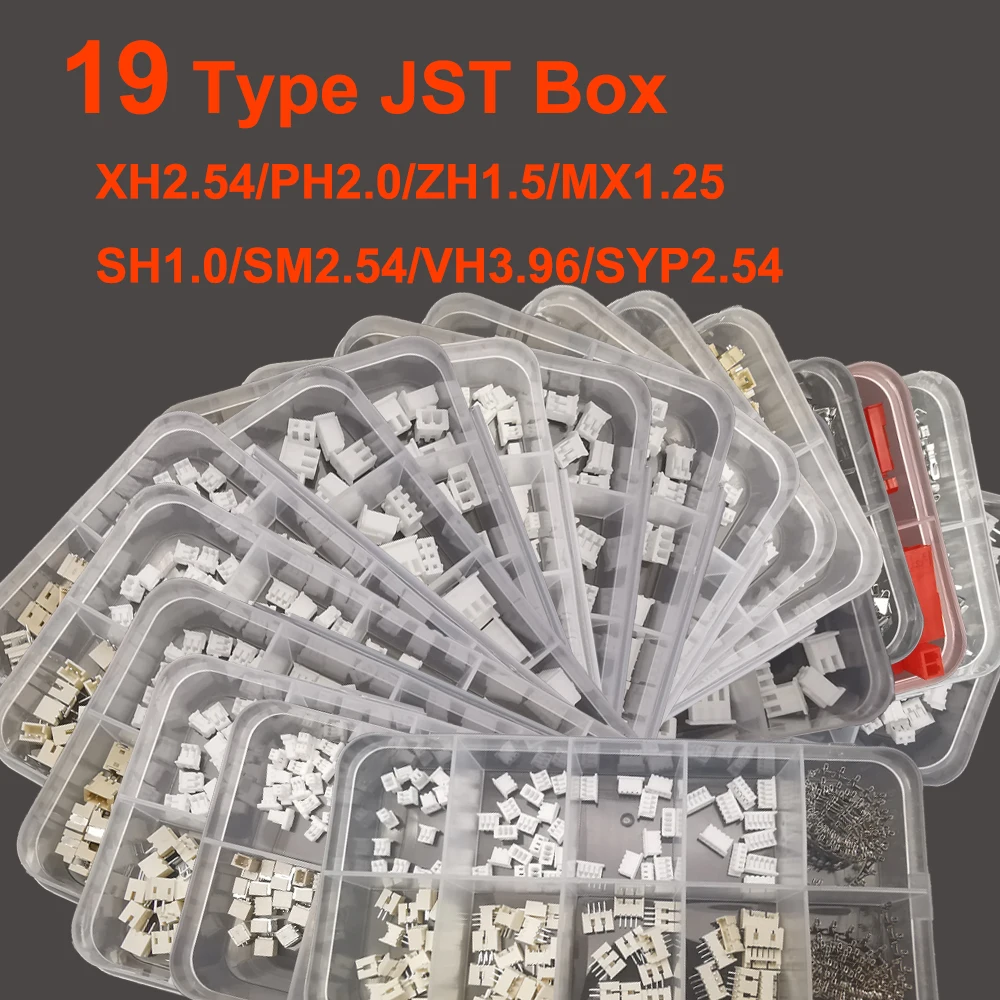 19 Type JST Box SH1.0/MX1.25/PH2.0/XH2.54/VH3.96/SM2.54/SYP Pitch Connector Terminal Kit  SMD/Straight/Right Angle Type DIY