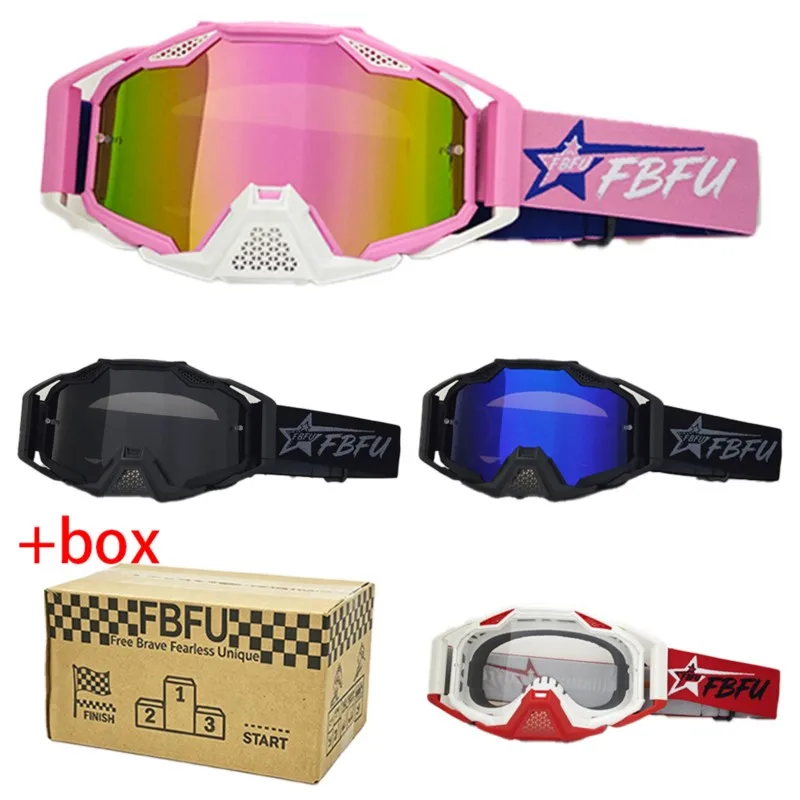 FBFU Adult Sports Goggles With Storage Box, Adjustable Strap, For Race Night Riding, Motocross Ski MTB Outdoor Activity