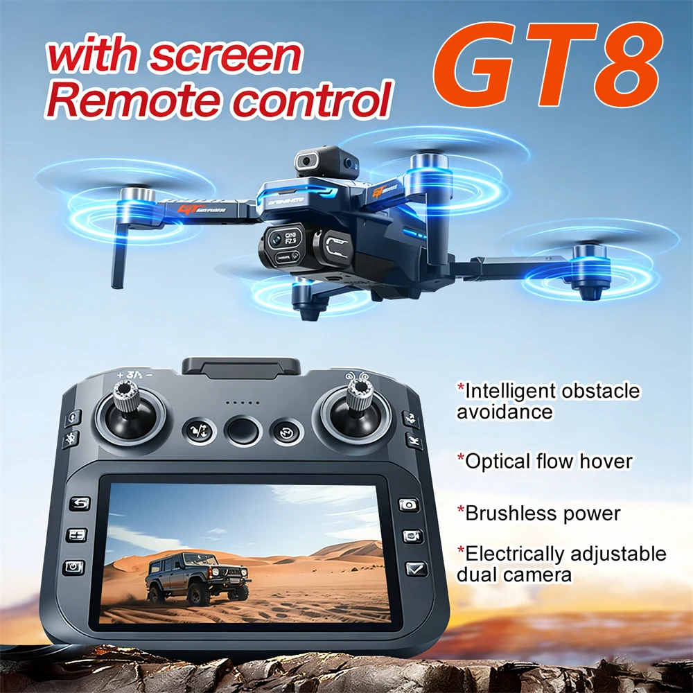 

Новый Оригинальный Дрон GT8 4K Профессиональный с Двойной Камерой, FPV, GPS, Бесщеточным Двигателем, Оптическим Позиционированием, Складной Квадрокоптер 8K RC