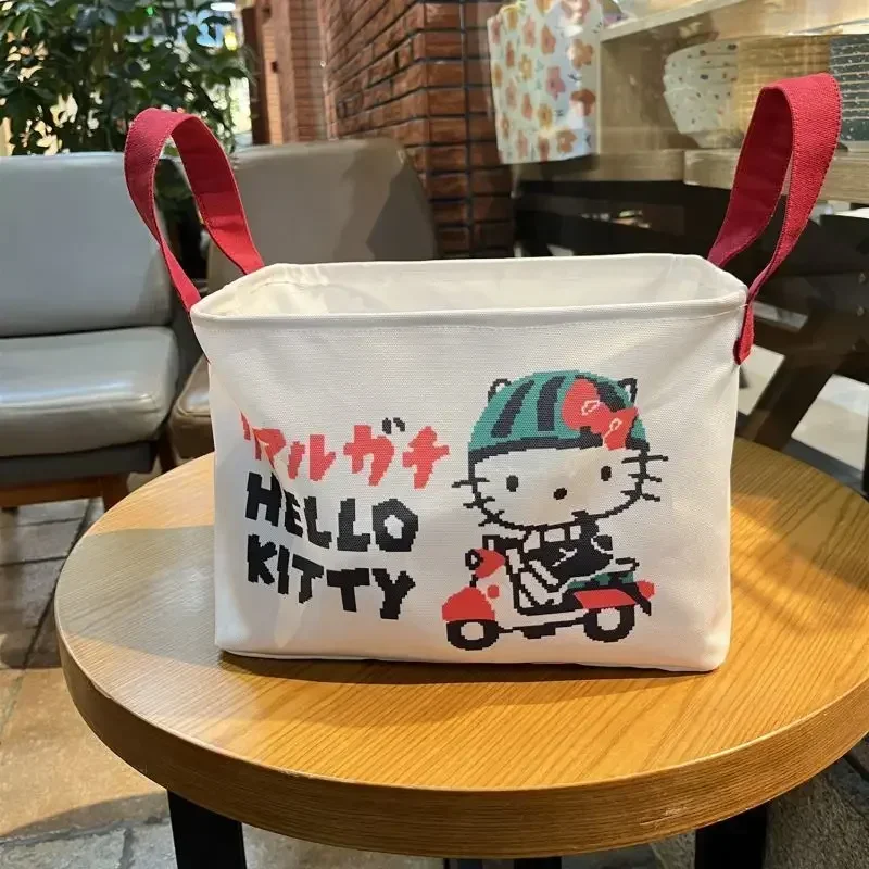 Caja de almacenamiento de Anime de Hello Kitty para niñas, cesta Kawaii de corazón femenino, lindo gato Kt de dibujos animados, armario de escritorio, regalos, nuevo