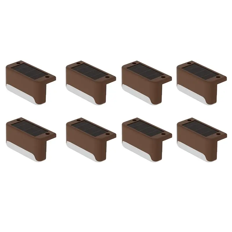 B03C-Outdoor Garden Courtyard Guardrail Step Night Light 8 Pack LED Solar Powered Stair Light Waterproof Warm Light