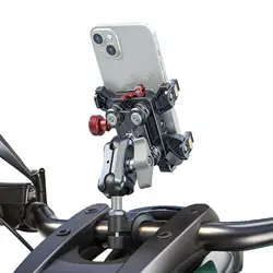 Heavy-Duty Motorcycle Phone Mount with Vibration Dampener, Anti-Shake Secure Lock for 6.1