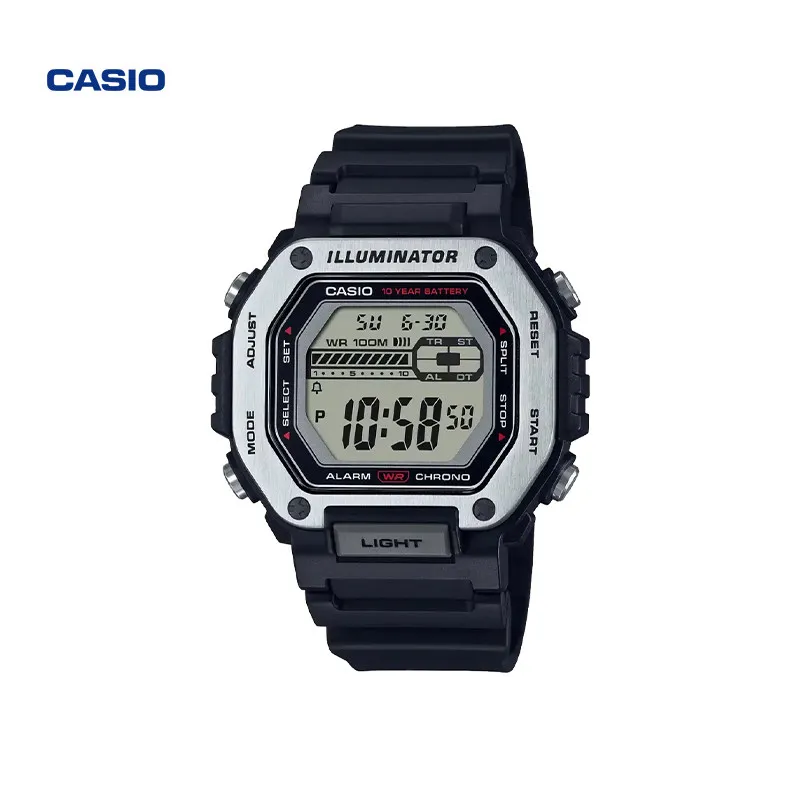 Casio MWD110H Digital Wrist Watch For Men Stainless Steel Bezel 10ATM Waterproof Stopwatch Countdown Alarm Sport Watch