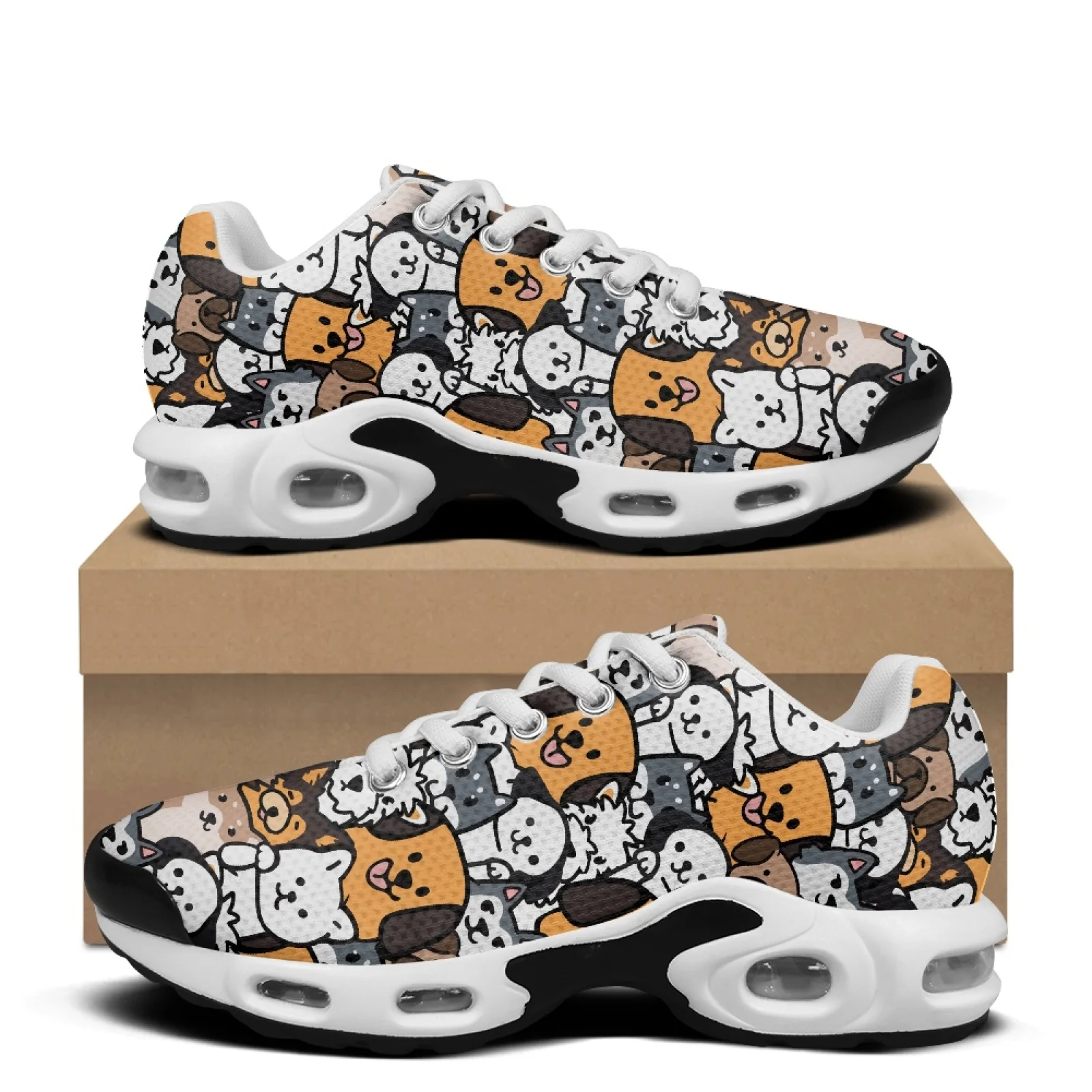 XIXIRIMIDO Air-Cushioned Sneakers Women's Running Shoes Men's Commuter Shoes Lightweight Breathable Soft Comfort Cartoon Dog