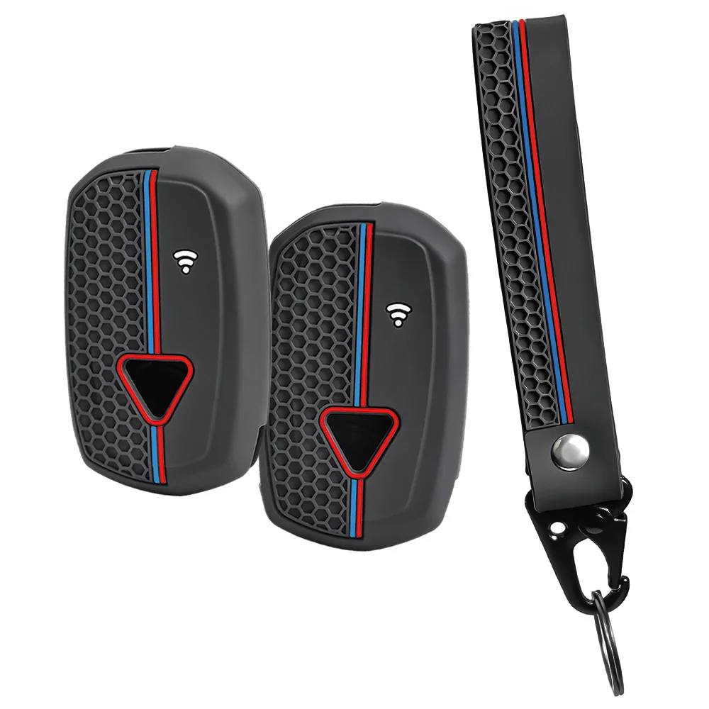 For Triumph Speed Triple RS Tiger 1200 Rocket 3 silicone motorcycle key fob cover with long wrist strap and swivel clip