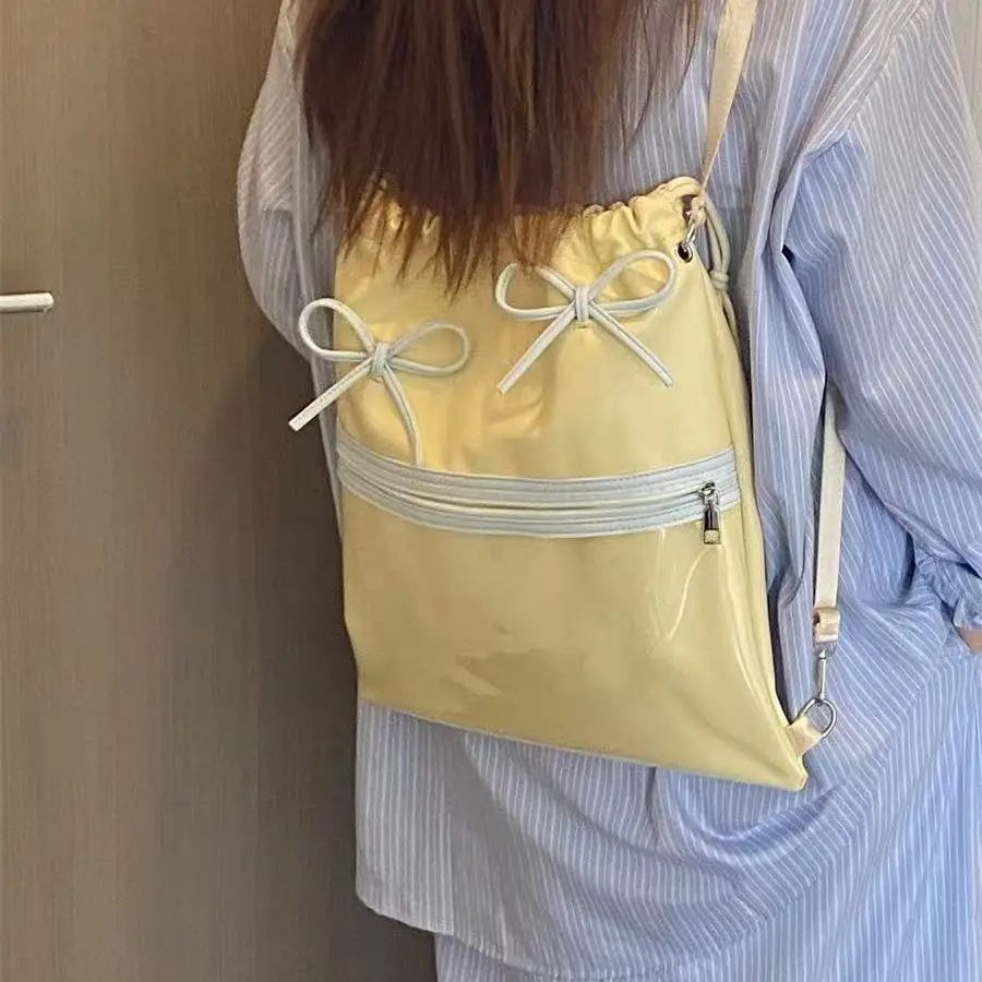 JIAERDI الحلو لطيف القوس الرباط حمل حقيبة المرأة أنيمي شفافة سعة كبيرة Ita حقيبة السيدات اليومية عارضة تنوعا على ظهره