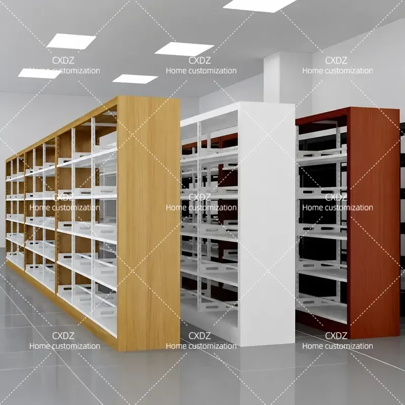 Steel Bookshelf Double Sided Library Picture Book Shelf School Reading Room Bookcase Commercial Display Rack for Bookstore