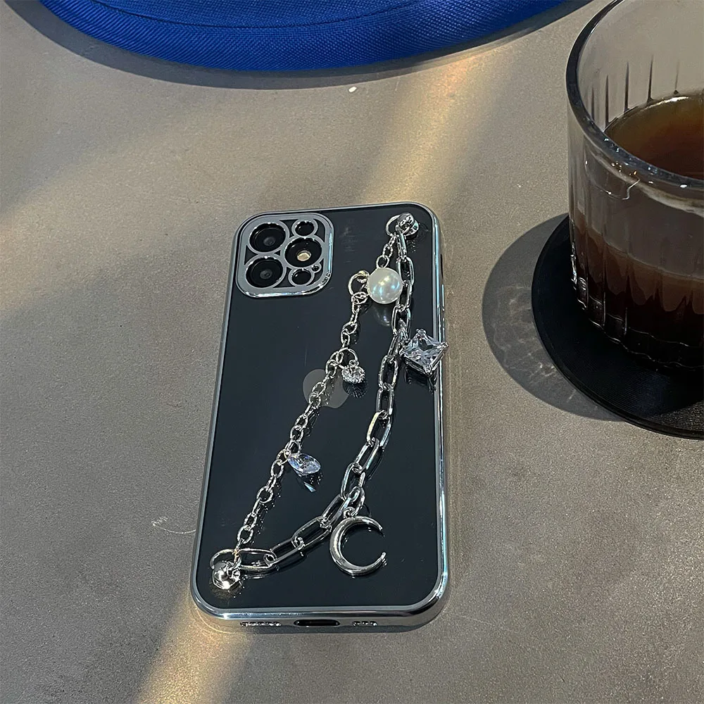 6D Electroplate Hand Strap Phone Case For iPhone 15 14 13 11 ProMax X XR XS 7 8 Plus TPU Case For iPhone 12 Pro Max Mini SE 2020