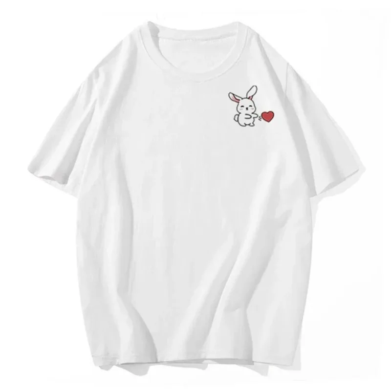 Cartoon Love Rabbit Couple Cotton T-Shirt Combo for Boyfriends Girlfriends Top Quality Summer Men Women Short Sleeve Tshirt