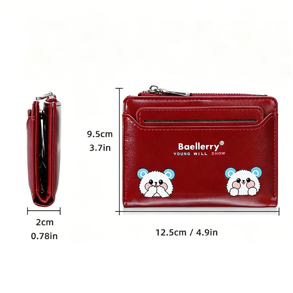 High Quality New Short Women Wallets  Cute Cartoon Bear Wallet For Girls Simple Card Holder Zipper Female Coin Purses Money Clip