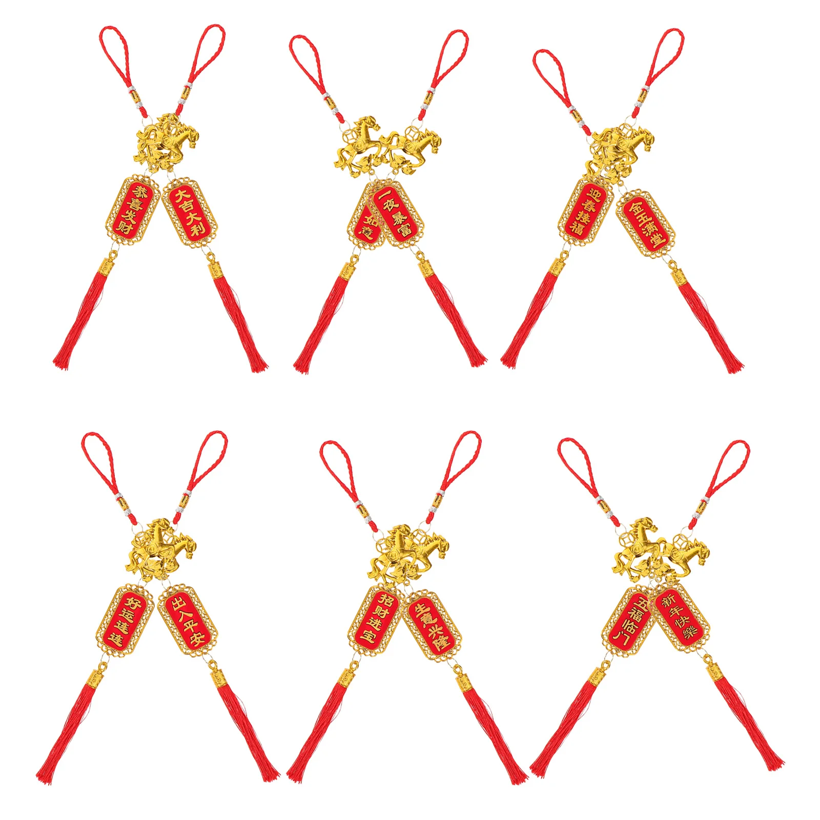 

12Pcs Chinese New Year Ornaments Zodiac Horse Pendant Red Tassel Lunar New Year Decoration Spring Festival Hanging Charm