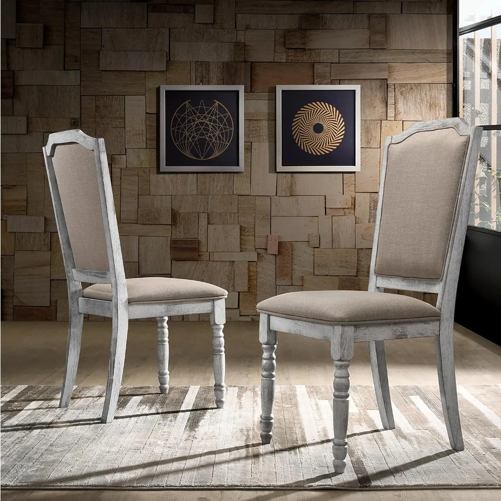 

Iris Turned Leg Wood Dining Chair, Set of 2, Weathered White