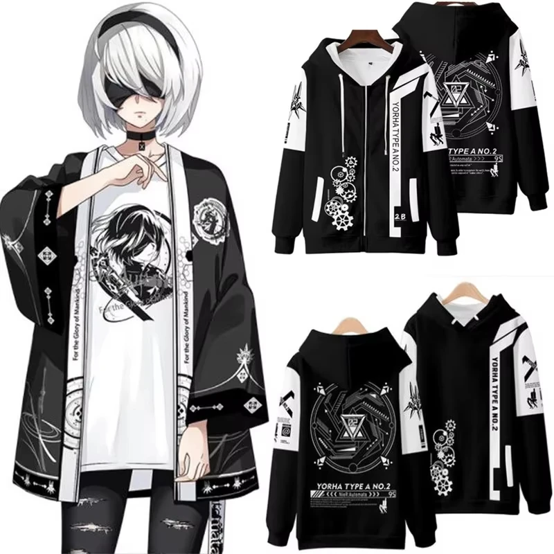 Men's Hoodie Game NieR_Automata 3d Print Anime Zipper Hoodie Men Women Fashion Hoodies Sweatshirt Boy Coats Women Sweats Zip Up