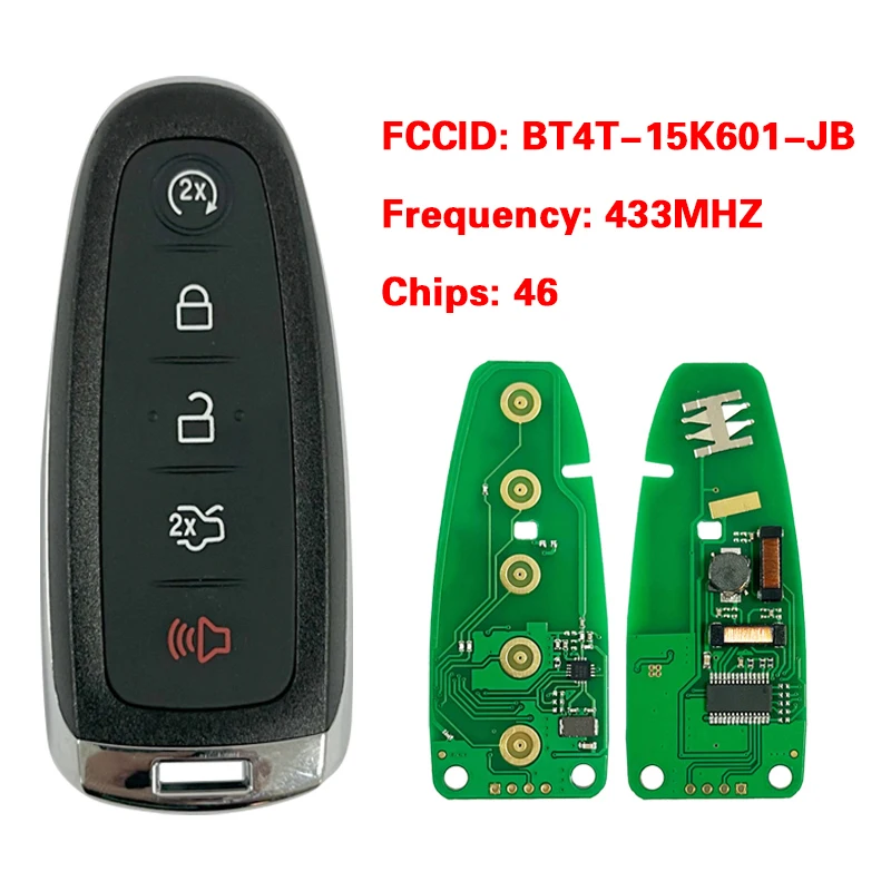 

CN018044 Aftermarket Remote Smart Key Fob BT4T-15K601-CX 5921287 46 Chip 433MHz для Ford Edge Escape Explorer Focus Taurus Flex