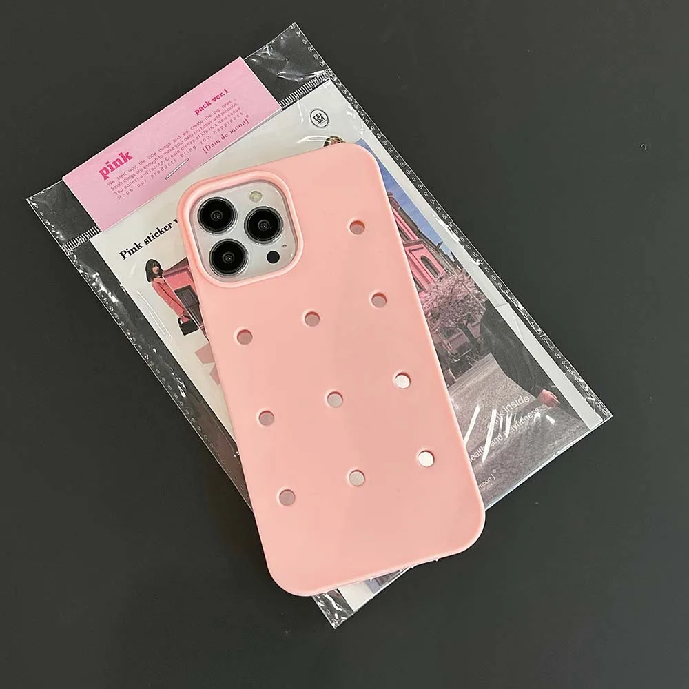 Pure Color With Hole Style Case For iPhone 16 15 14 13 12 11 Pro Max X XR Plus Mini Soft Silicone Shockproof Fashion Cover Skin