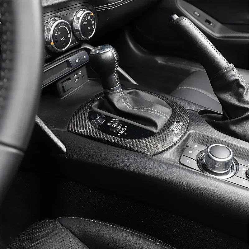 

1Pcs Real carbon fiber For Mazda MX-5 Fiat Abarth 124 2016+ car center console gearbox decorative sticker car accessories