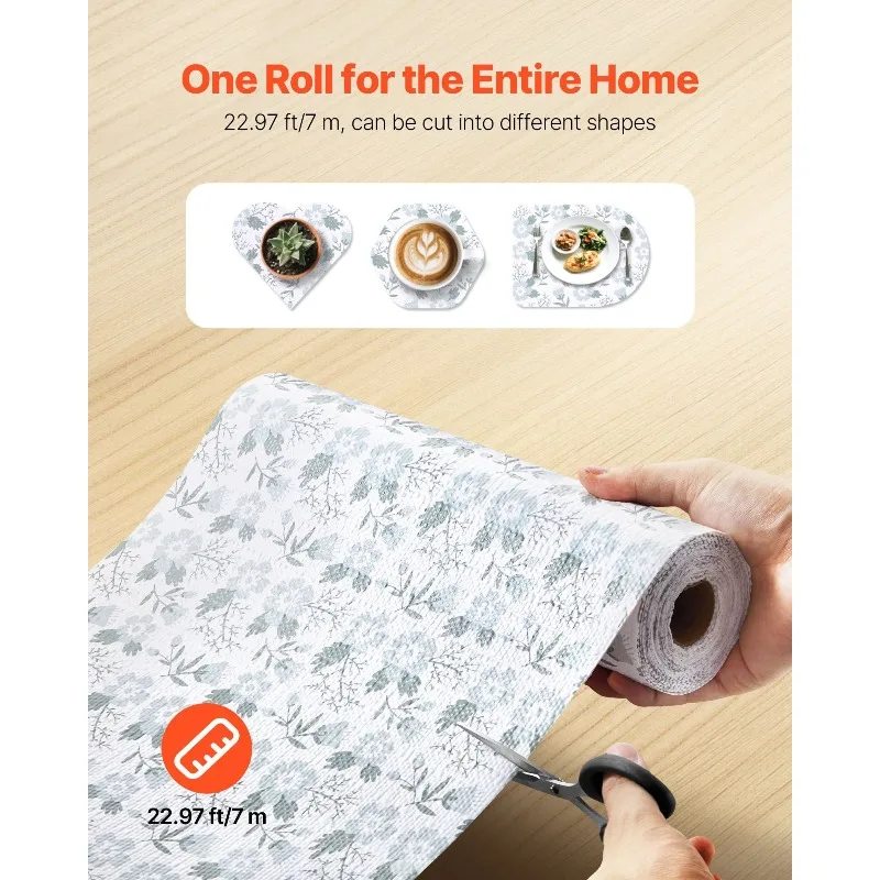 Gaveta floral clássica e forro de prateleira para armário de cozinha não adesivo 23 pés