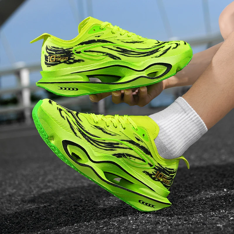 Herren-Freizeitsportschuhe, trendige Laufschuhe mit Tiger-Muster, Sportschuhe mit hohler Dämpfungsoptik, leichte, atmungsaktive Laufschuhe aus Mesh-Material, rutschfest und abriebfest, ideal für Jugendliche, Campus-Marathon-Training und Outdoor-Aktivitäten. – Detail 15