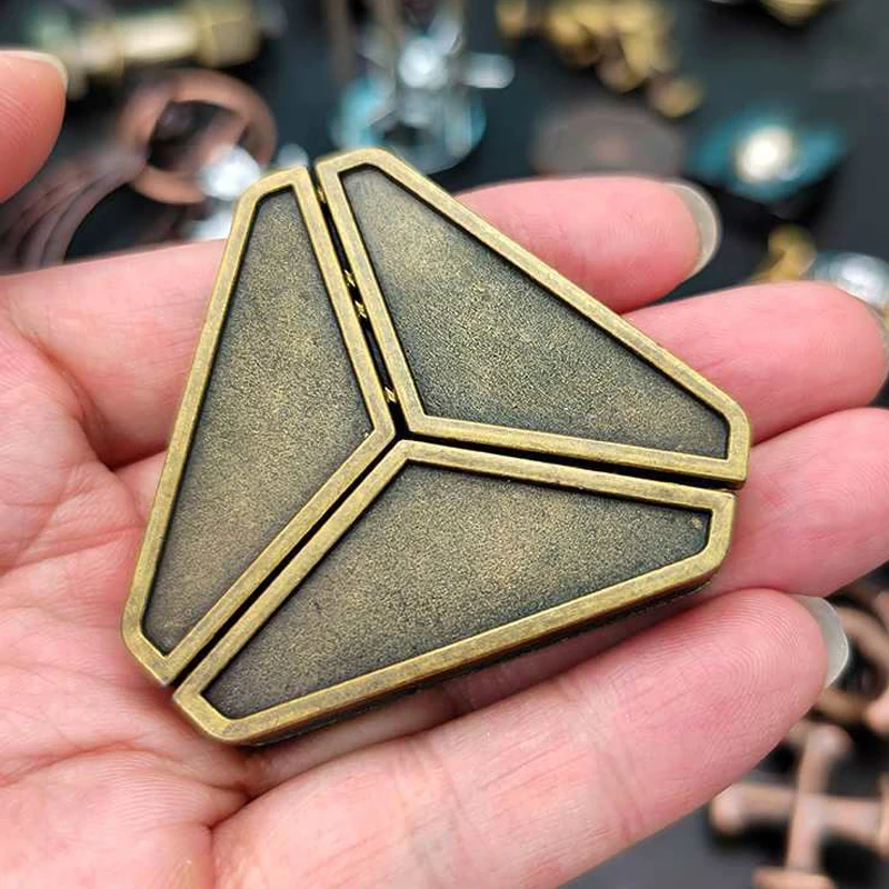 Triangle Lock Puzzle IQ Logic Test Disentanglement Unlock Interlocking Magic Trick Gifts Metal Brain Teasers for Kids and Adults