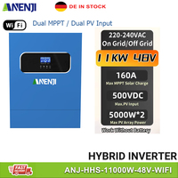 11KW 6.2KW 4KW Hybrid Solar Inverter MPPT Pure Sine Inverter 48V 24V 230VAC Off Grid Tie 160A 120A 100A Solar Charger PV 500VDC