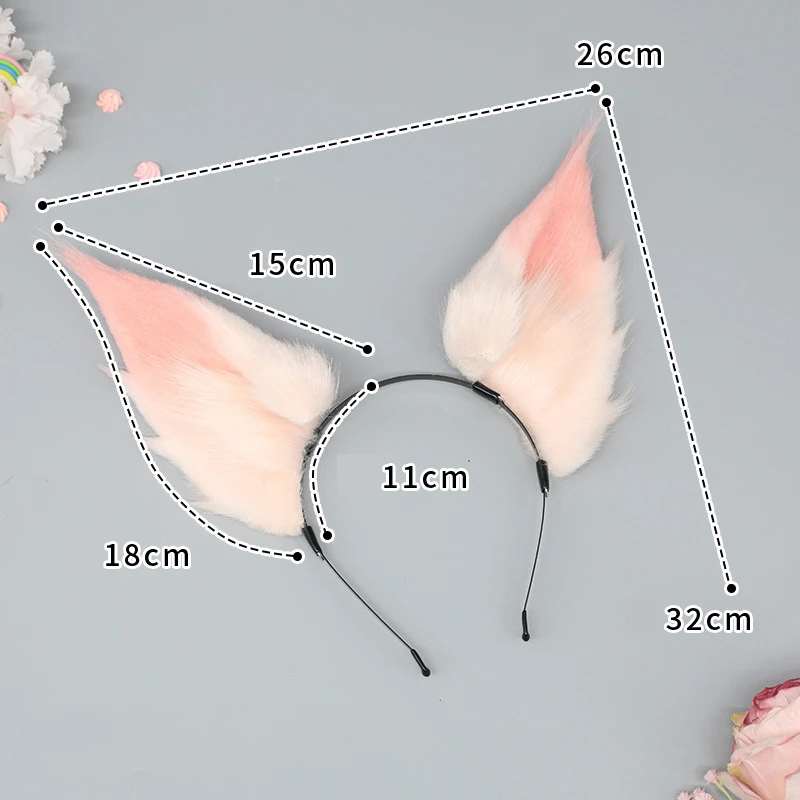 Cute Fox Ears Headwear Anime KC Cosplay Costume Accessories for Live Stream Stage Performance Realistic Plush Animal Headband 6