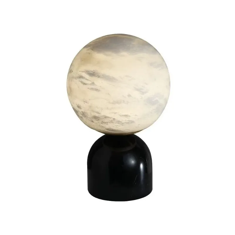 Natural marble table lamp Bedroom bedside high-end feeling Dali wababi sandy wind design atmosphere table lamp