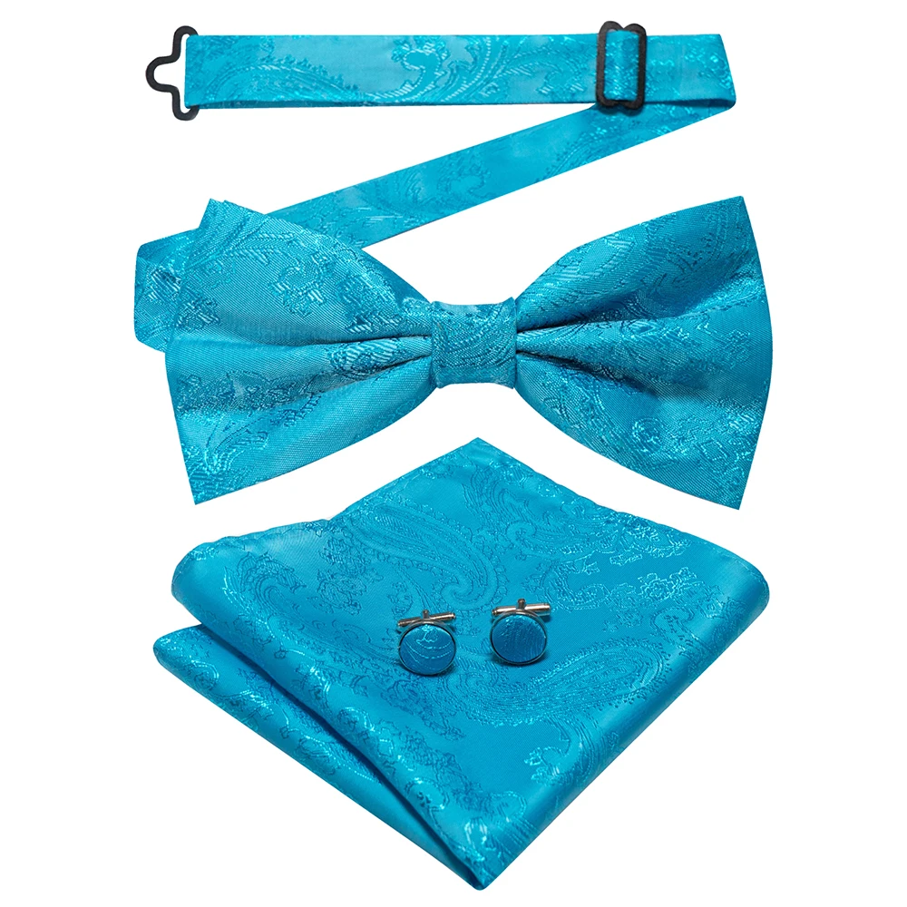 East epische neue Mode blau grün Paisley Fliege Set für Männer weiche Taschentuch Qualität Manschetten knopf Herren Accessoire Hochzeits geschenk – Detail 26