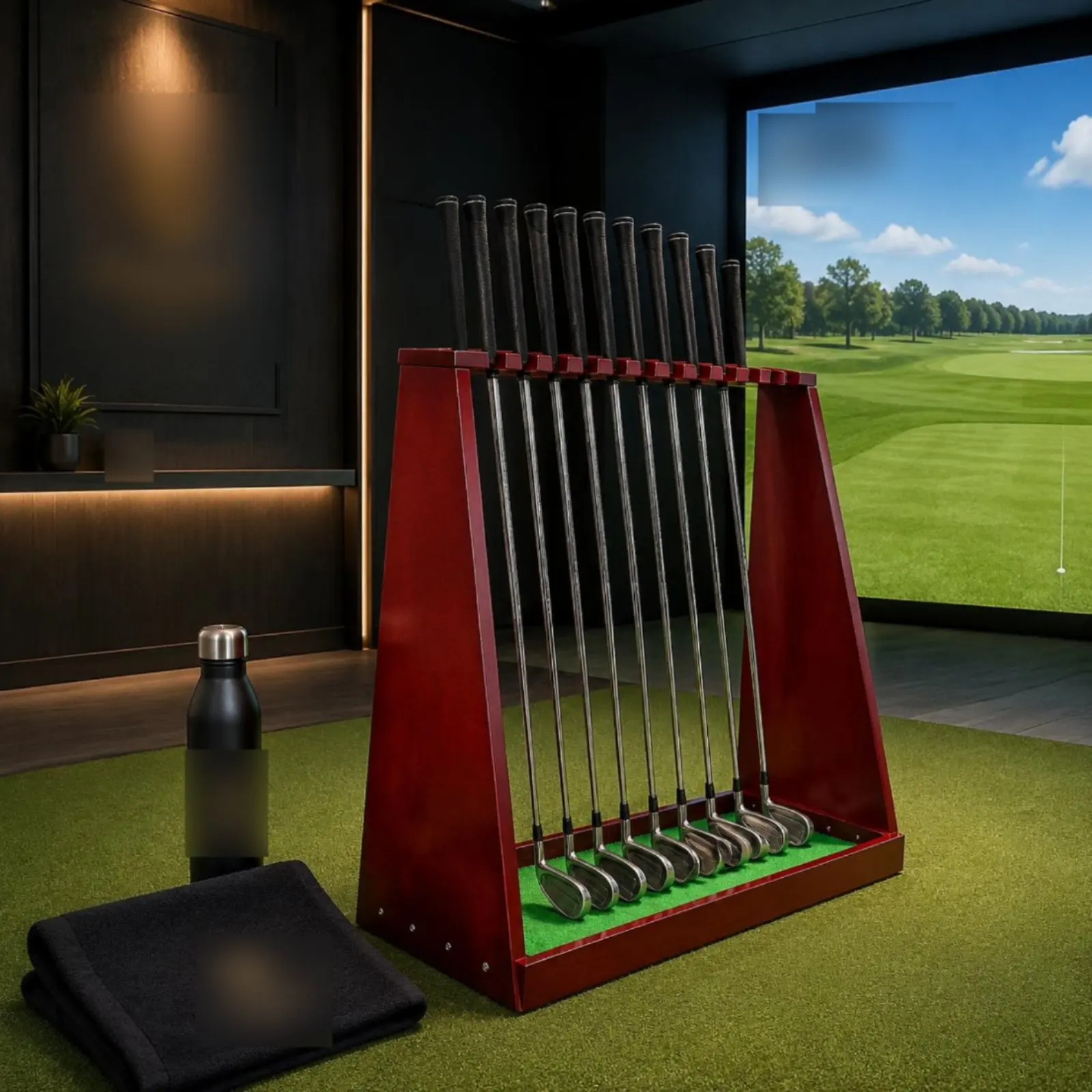 

Golf Club Display Rack Felt-Lined Base Golf Club Rack Freestanding unobstructedFrame