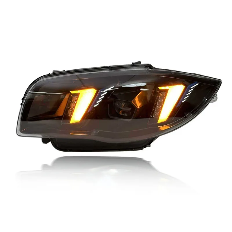 

Auto Car Part For BMW 1 Series E87 Headlight 2004-2011 New Design Snake Eyes Style Dual Color Yellow White Drl LED Headlight