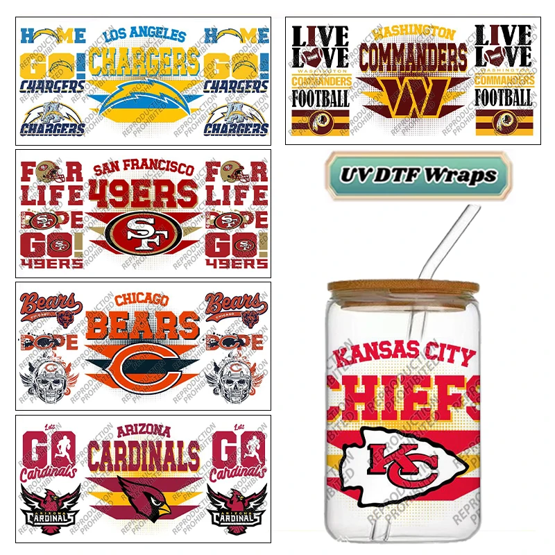 Waterproof Scratch Resistant 3D UV DTF Cup Wraps Vintage American Rugby Cold Transfer Stickers for 16oz Libbey Glass