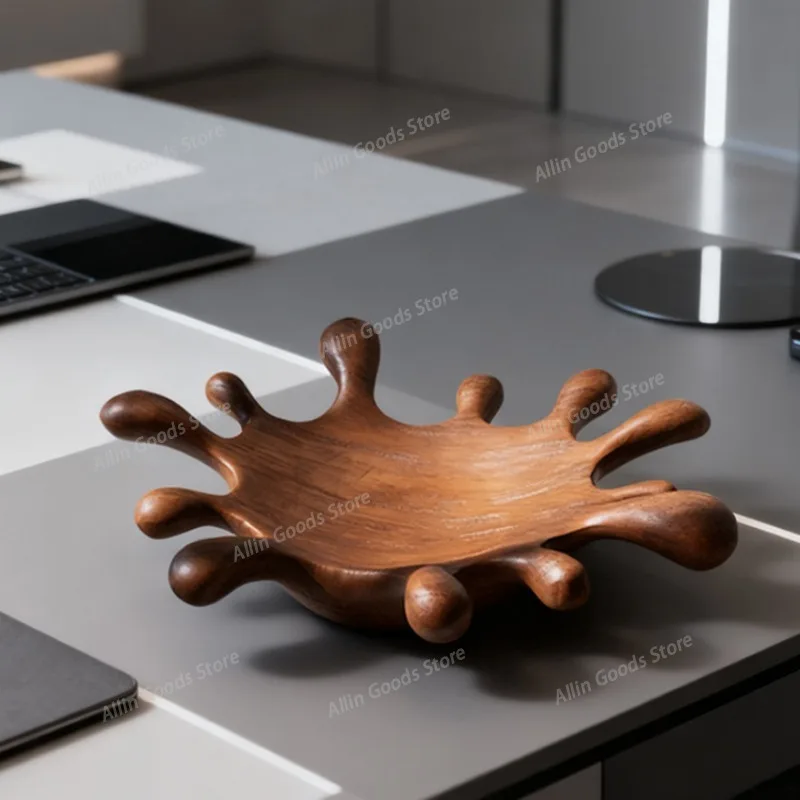 Simple modern wood grain water drop fruit plate model room living room restaurant hotel homestay storage creative decoration