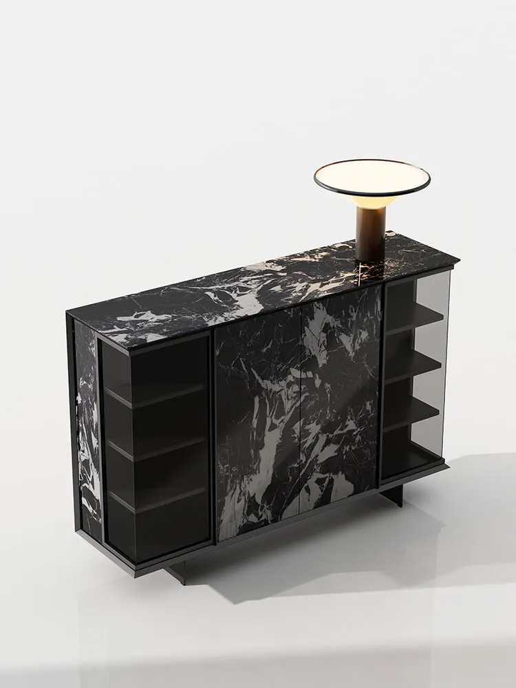 HHLight Luxury Rock Slab Shoe Cabinet Modern Simple Secret Cabinet Against The Wall