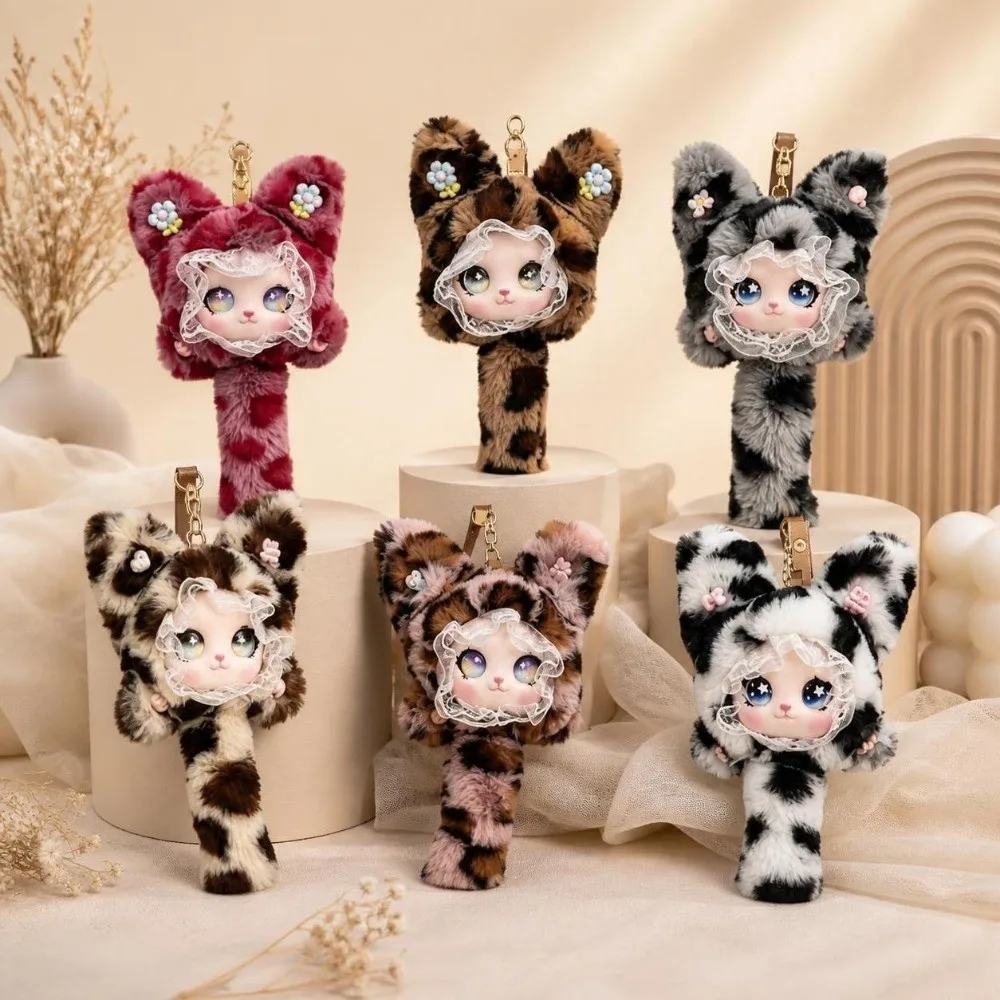 Delicate Long Tail Cat Keychain Leopard Print Hanging Decoration Furry Cat Pendant Ornaments Kawaii Bag Charms Keychain Use
