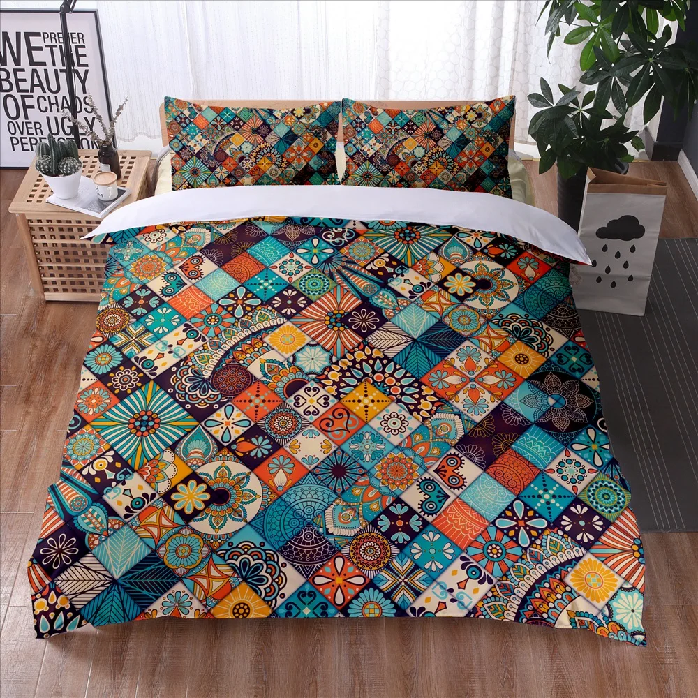 Bohemian 3D Comforter Bedding Sets Mandala Duvet Cover Set Pillowcase Queen King Size Quilt Cover Soft Microfiber Decor