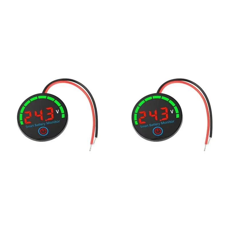 2X LED Battery Level Indicator Digital Voltmeter 12V/24V/36V/48V Charge Tester Lithium Battery Capacity Board Red