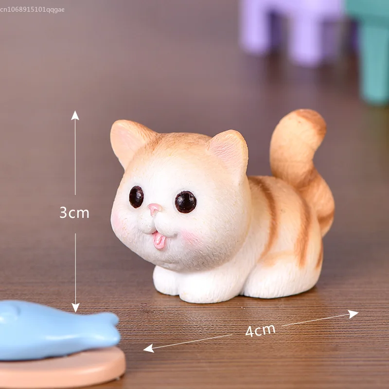 Mini Cute Chubby Cat Decorative Figures Mini Kitten Home Garden Decor Kawaii Figurine Miniature Home Decoration Accessories