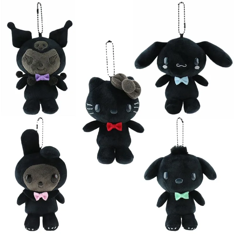 

12cm Cute Cartoon Sanrio Kuromi My Melody Cinnamoroll Hello Kitty Pochacco Hangyodon Plush Doll Keychain Bag Pendant Toy Gift