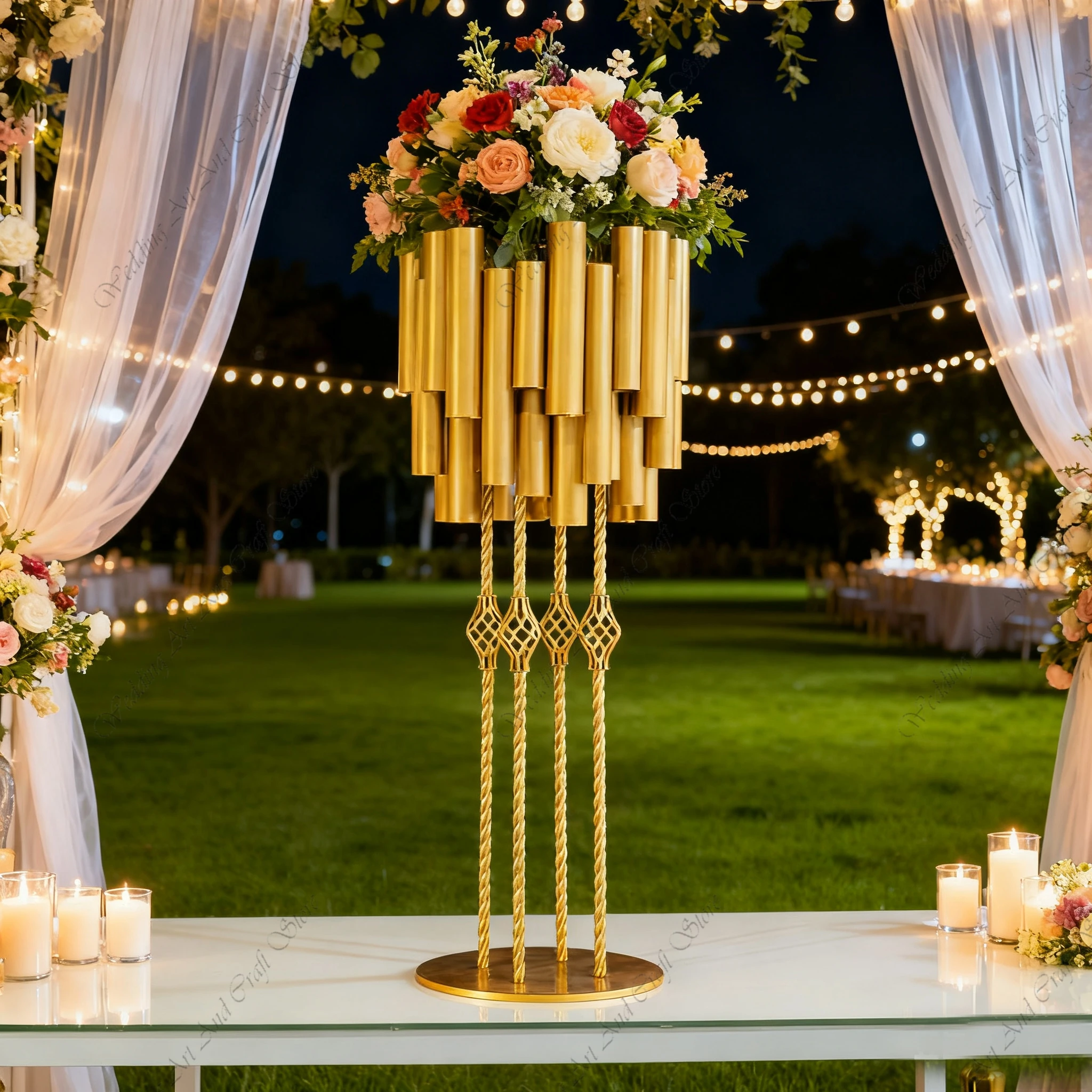 

3pcs f30 10-140cm Wrought Iron Metal Flower Racks Creative Gold Flower Stand for Welcome Area Floral Arrangement Props ivy416