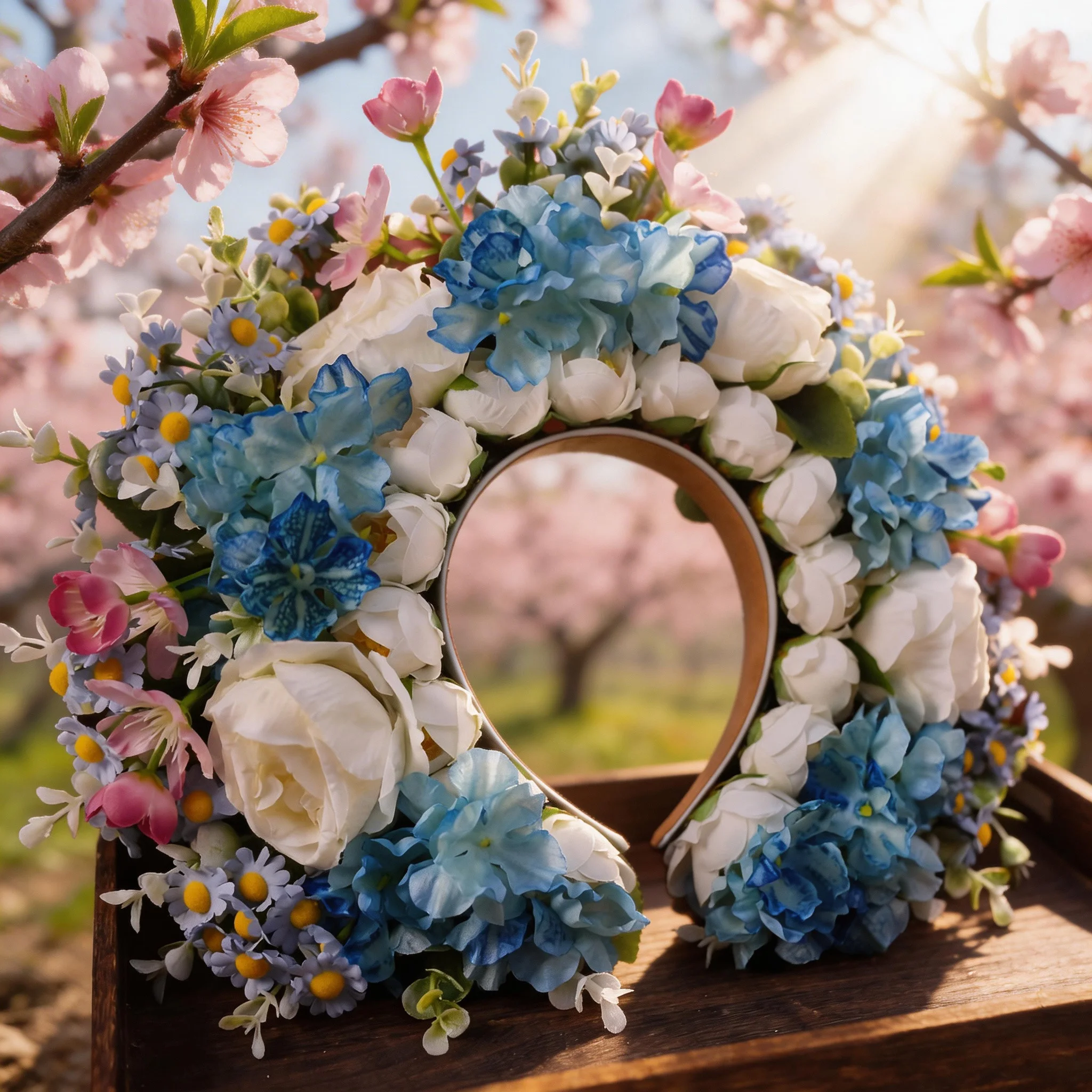 1 piece of blue and white vintage-style simulated flower hairpin for spring outdoor photo shoots
