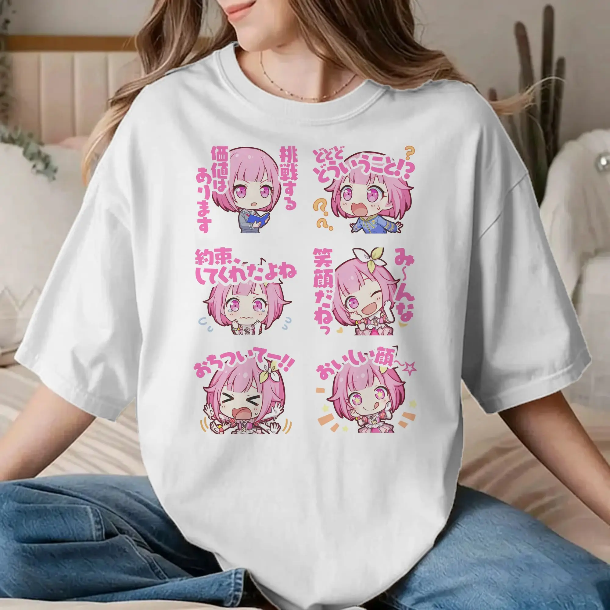 Men Women T-Shirt Emu Otori Vintage 100% Cotton Tee Shirt Short Sleeve Singer Anime T Shirt Round Neck Clothing Original