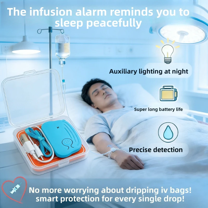 

5 шт. сигнализаторов для капельниц, USB-перезаряжаемые, для больниц, с функцией напоминания о внутривенном введении, автоматический монитор капельного введения