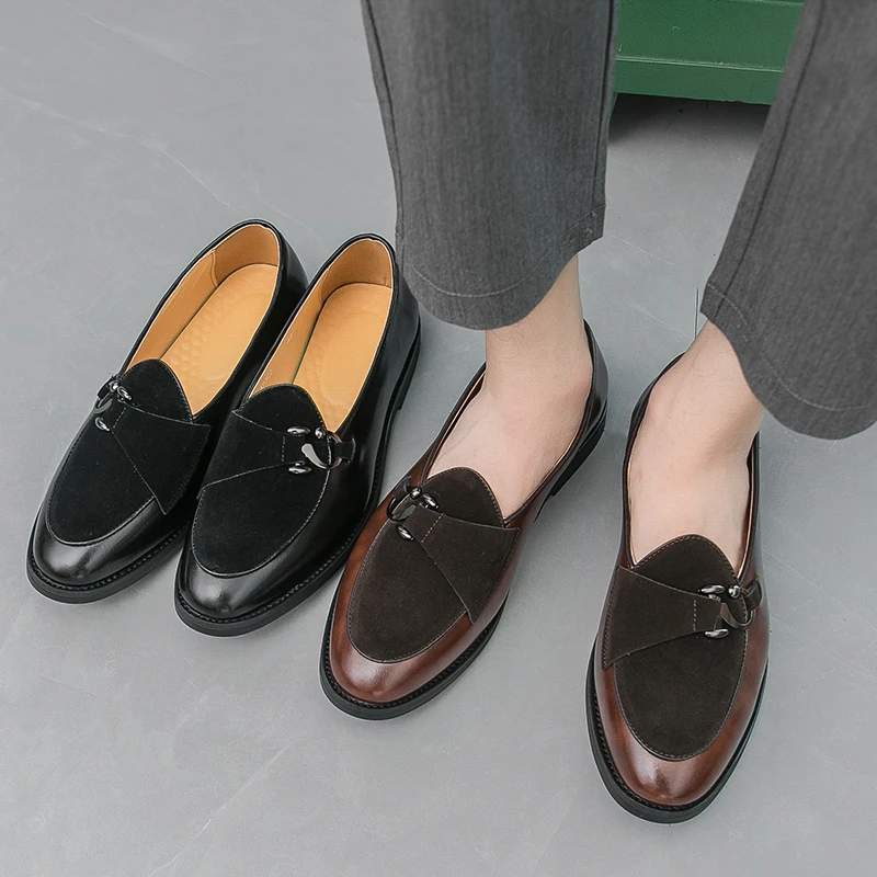 

Лидер продаж в стиле ретро, мужские лоферы. Классический и удобный британский стиль. Офисная и повседневная работа. Черно-коричневые кожаные туфли. Новинка.