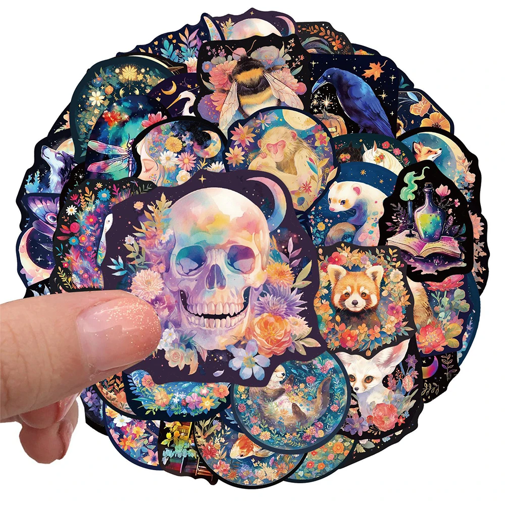 

10/30/50pcs Creative Cartoon Animal Flowers Laser Stickers Waterproof DIY Scrapbook Helmet Phone Bike Cool Graffiti Decals Decor
