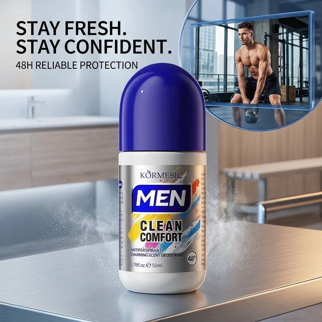 Men's Sweat Reliever Refreshing Rolling Ball Fragrance Bead Body Spray - Deodorizing And Odor Control for Men