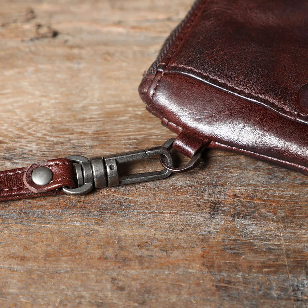 S.WORKER Klassische Geldbörse aus Vollnarbenleder für Herren, Echtleder-Clutch mit großer Kapazität und Kartenhalter. – Detail 16
